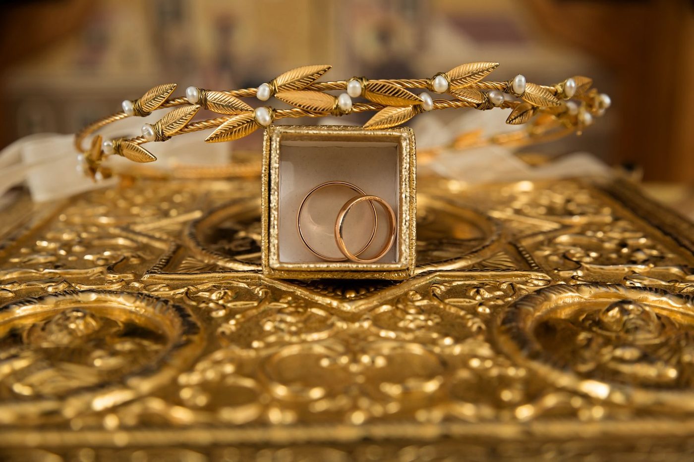 Gold rings in a box